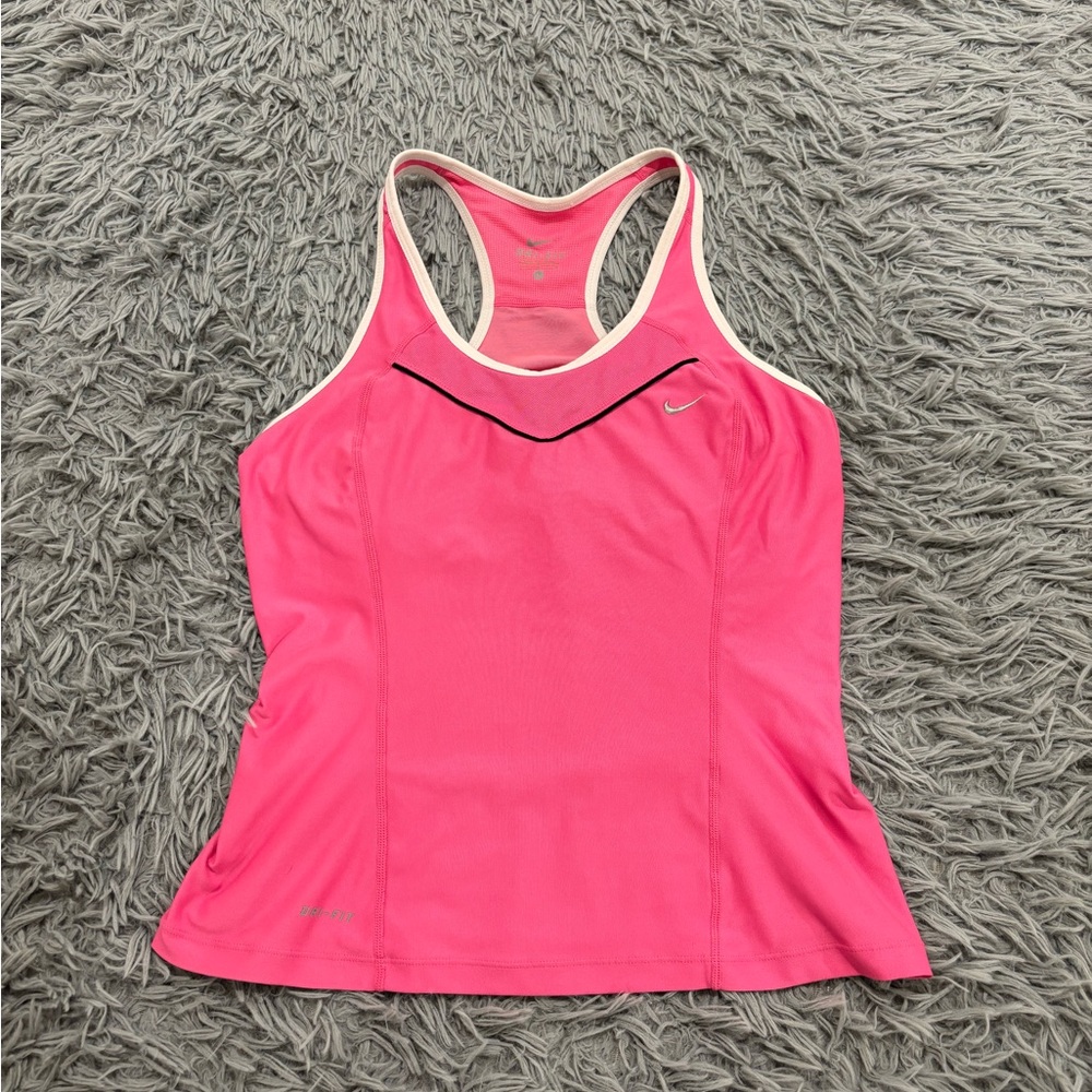 Nike Dri-Fit Women’s Pink V-Neck Racerback Athletic Tank Top Large Yoga Tennis